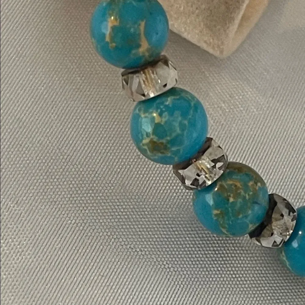 Alex and Ani Turquoise and Gold Beaded Bracelet